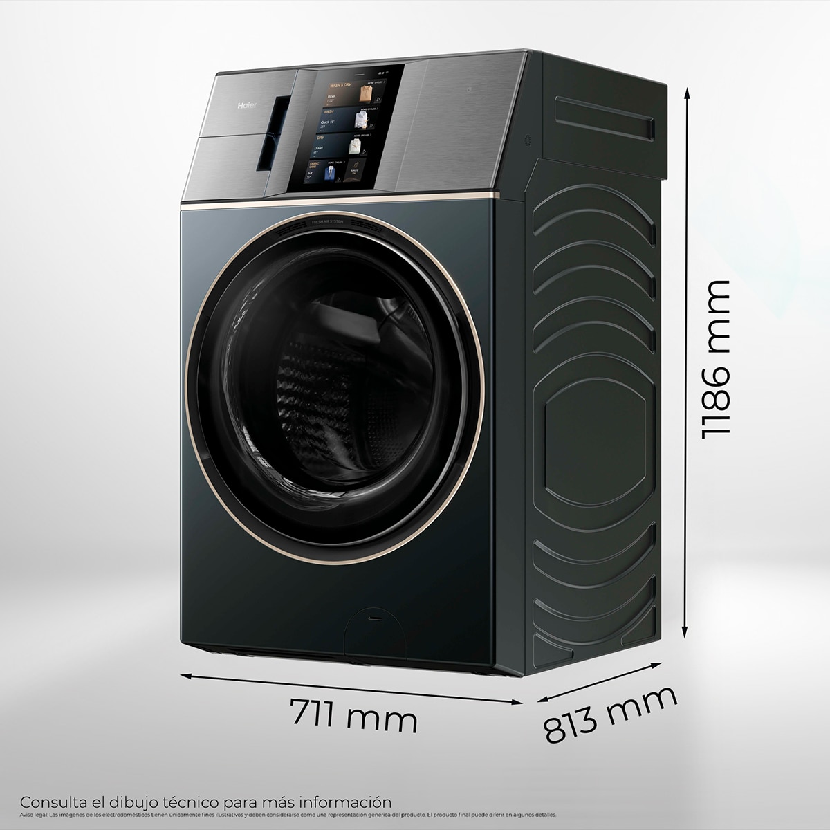 Lavadora secadora Haier 18kg /1200 rpm, Motor Direct Motion y Bomba de Calor, Couture Care  - HWD180BD12LGNU-S Antracita-2