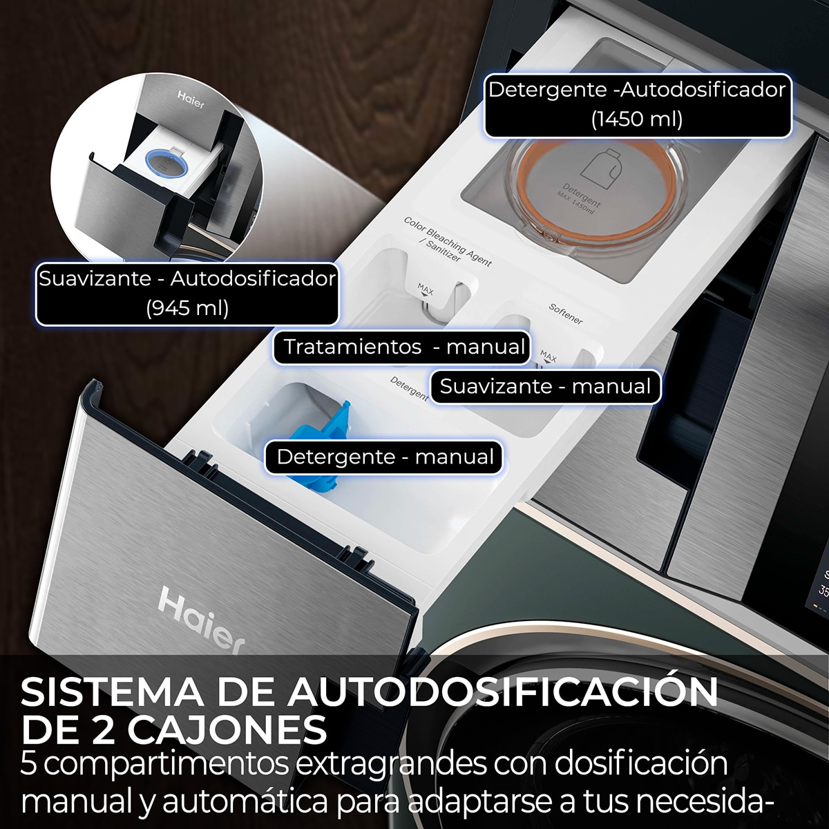 Lavadora secadora Haier 18kg /1200 rpm, Motor Direct Motion y Bomba de Calor, Couture Care  - HWD180BD12LGNU-S Antracita-9