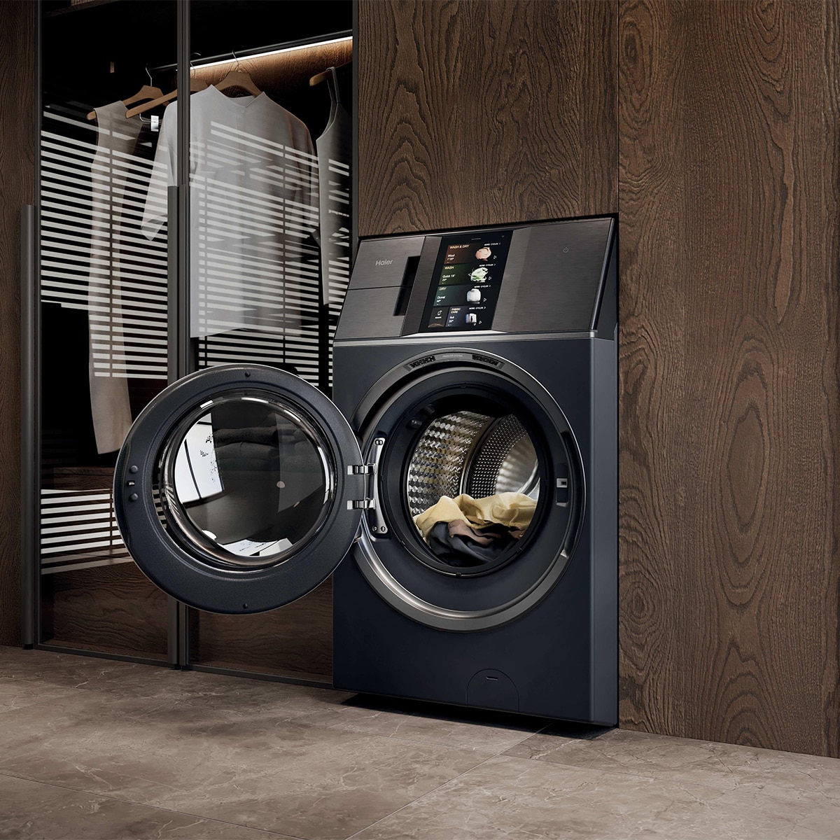 Lavadora secadora Haier 18kg /1200 rpm, Motor Direct Motion y Bomba de Calor, Couture Care  - HWD180BD12LGNU-S Antracita-17