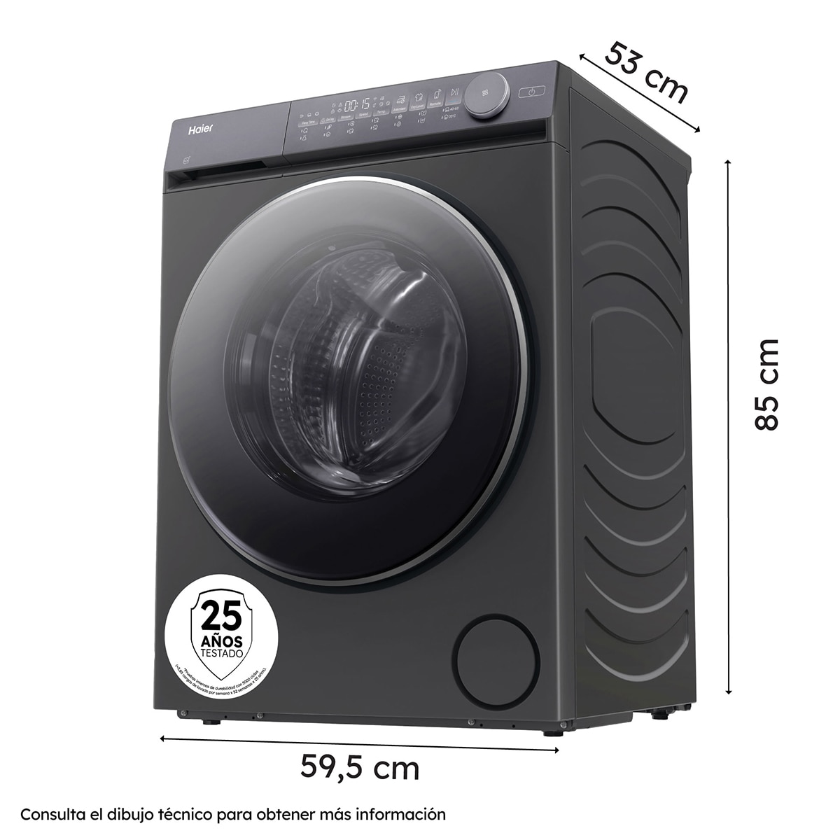 Lavadora secadora Haier 9kg /1400 rpm, Motor Inverter, X 7  - HWD90BP14367GTUS Antracita-2