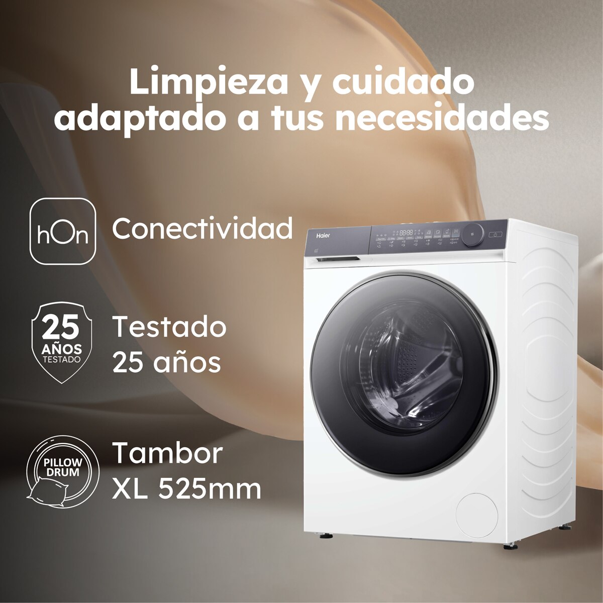 Lavadora secadora Haier 9kg /1400 rpm, Motor Direct Motion, X 7  - HWD90-B14367U-S Blanco-4