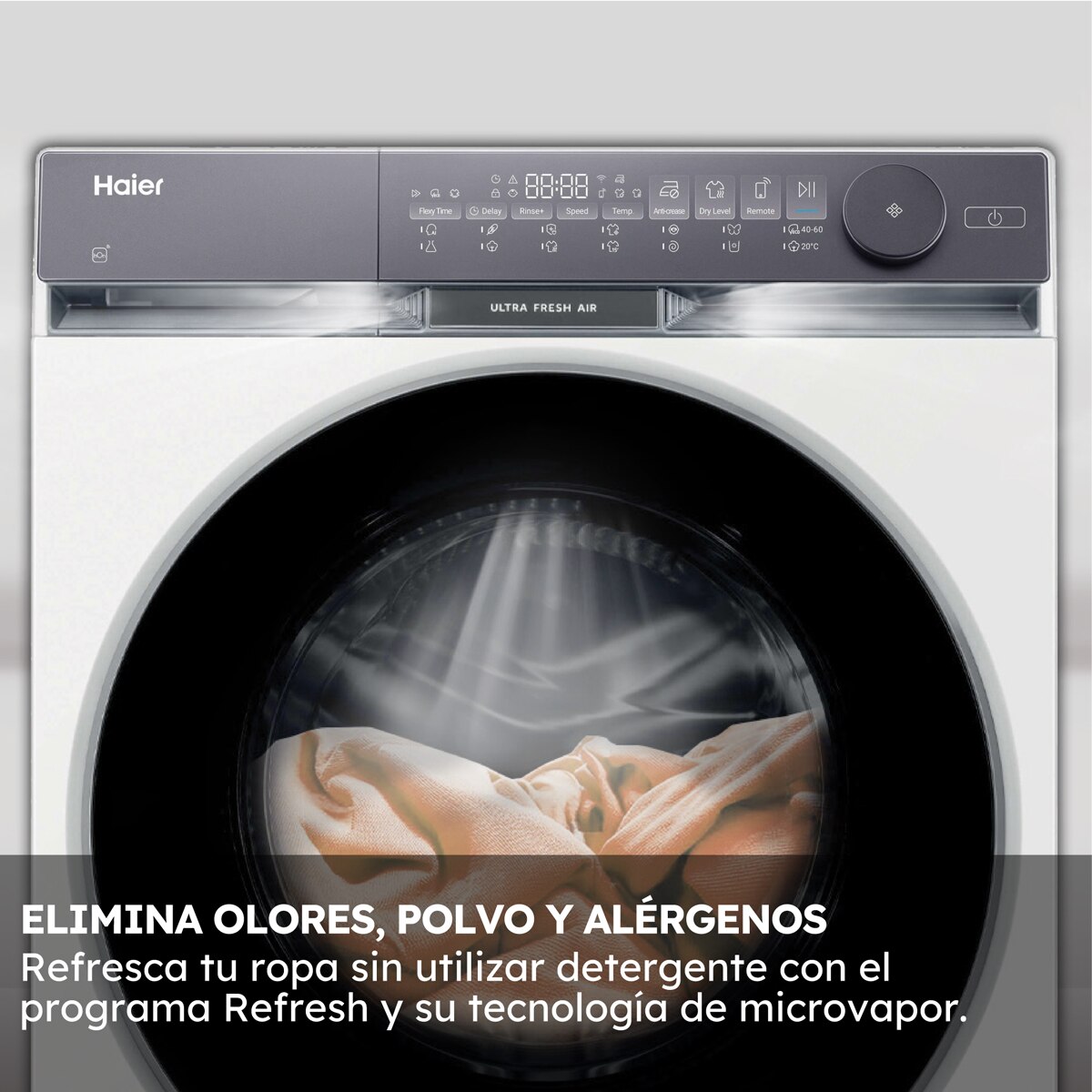 Lavadora secadora Haier 9kg /1400 rpm, Motor Direct Motion, X 7  - HWD90-B14367U-S Blanco-6