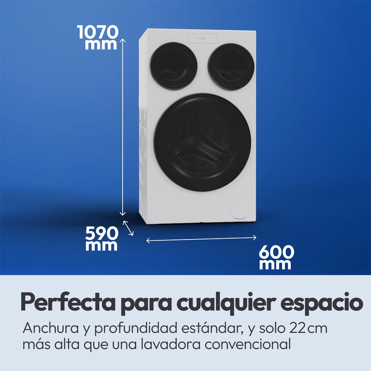 Lavadora Candy Triple Tambor 10+1+1/1400 rpm, Motor Direct Motion, Multiwash - MQD 410CBL9-37 Blanco-8