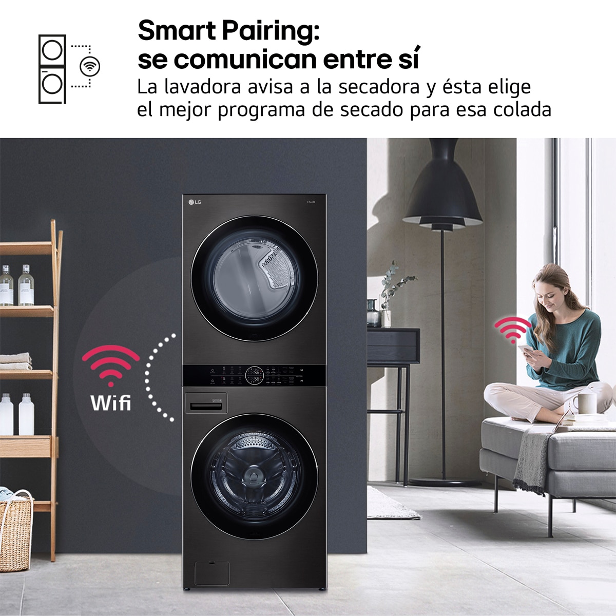 Torre de lavado y secado LG 17 Kg / 1.400 rpm y 16 Kg secado - WT1716BBF Grafito-13