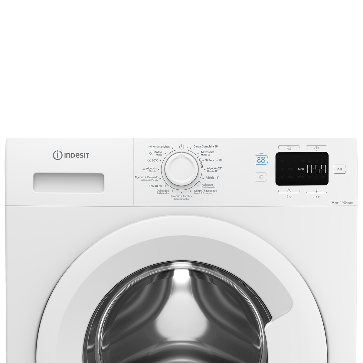 Lavadora Indesit 9 kg / 1.400 rpm Push & Go - IP 964 Blanco-9