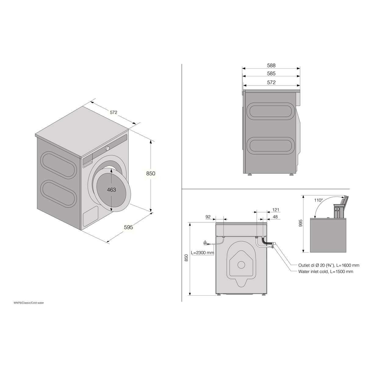 Lavadora Asko 9 Kg / 1400 rpm, 4 Amortiguadores - W1094W Blanco-3