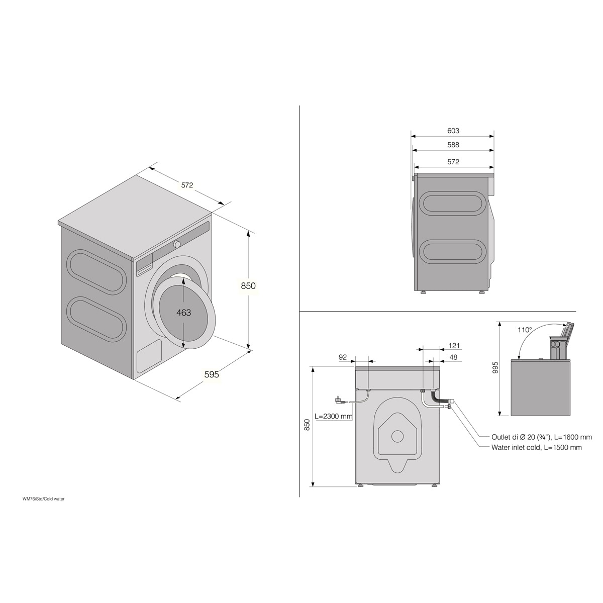 Lavadora Asko 9 kg / 1600 rpm - W5096CW Blanco-3
