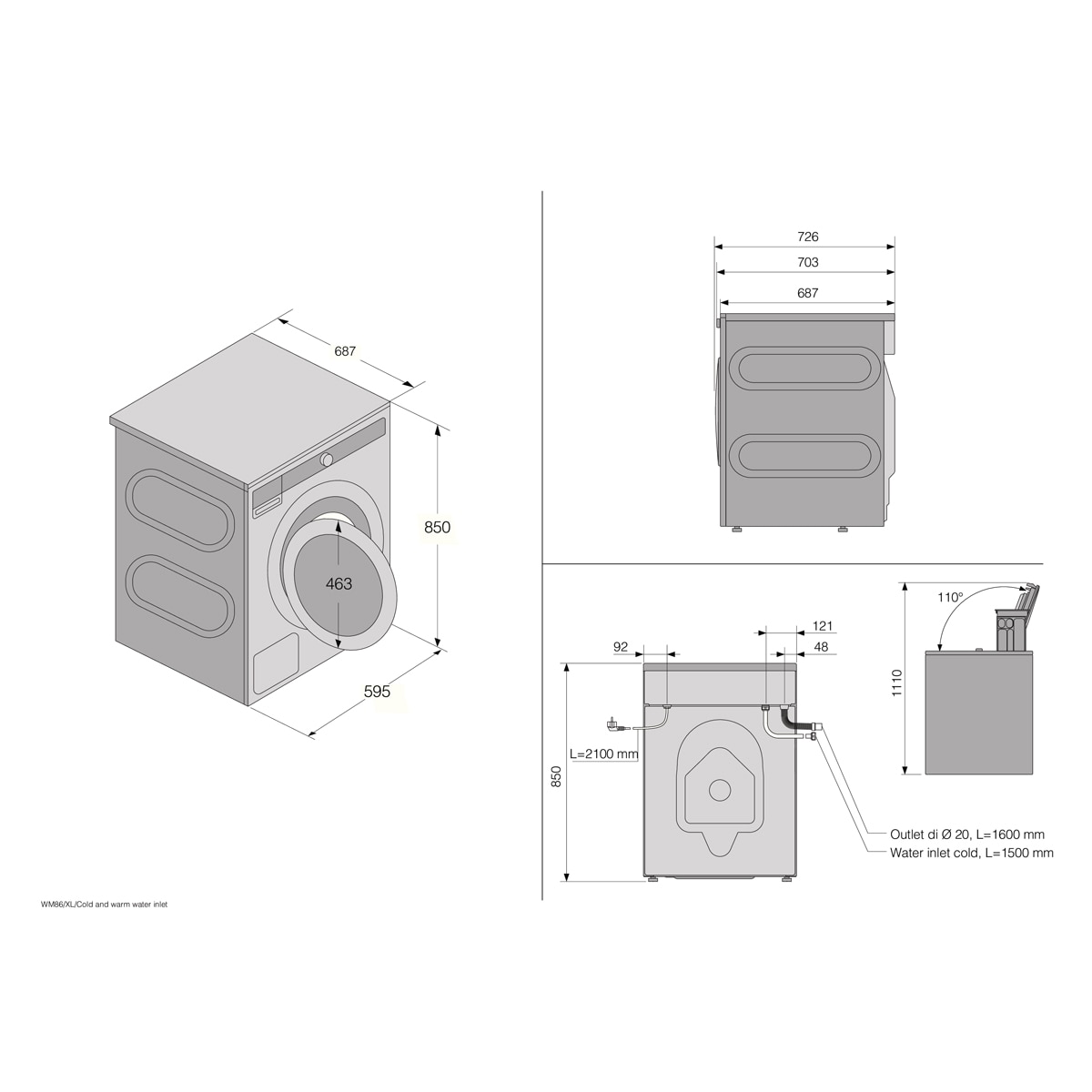 Lavadora Asko 11 kg / 1400 rpm - W5114CXLW Blanco-3
