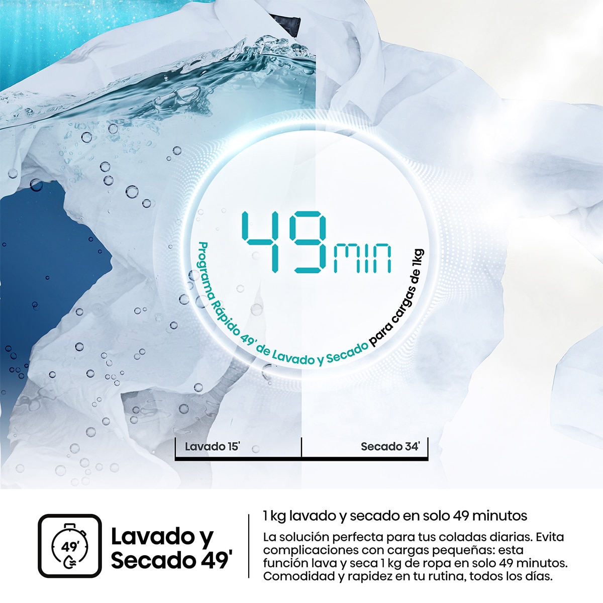 Imagen 9 de Lavadora secadora Hisense 12 kg/1400 rpm Kitchen Fit - WD5I1245BBRH - Negro Negro