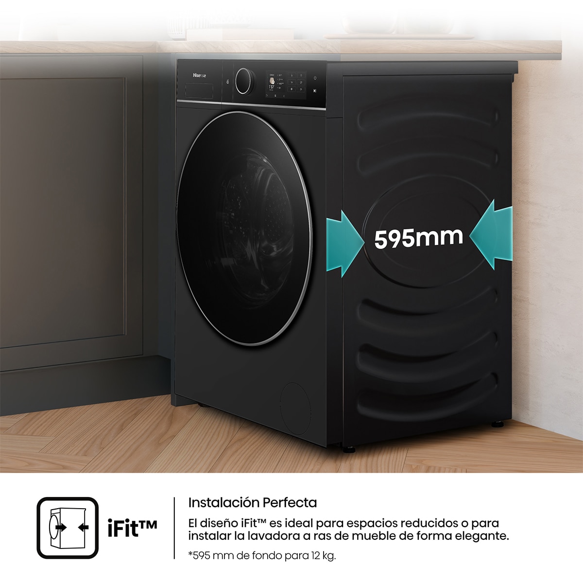 Imagen 11 de Lavadora secadora Hisense 12 kg/1400 rpm Kitchen Fit - WD5I1245BBRH - Negro Negro