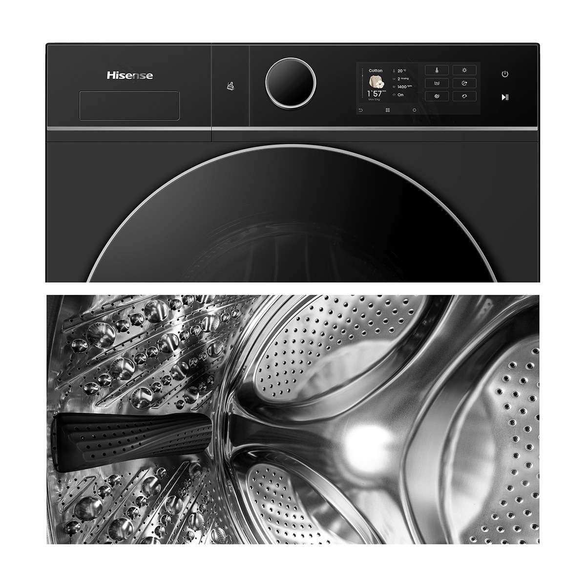 Imagen 14 de Lavadora secadora Hisense 12 kg/1400 rpm Kitchen Fit - WD5I1245BBRH - Negro Negro