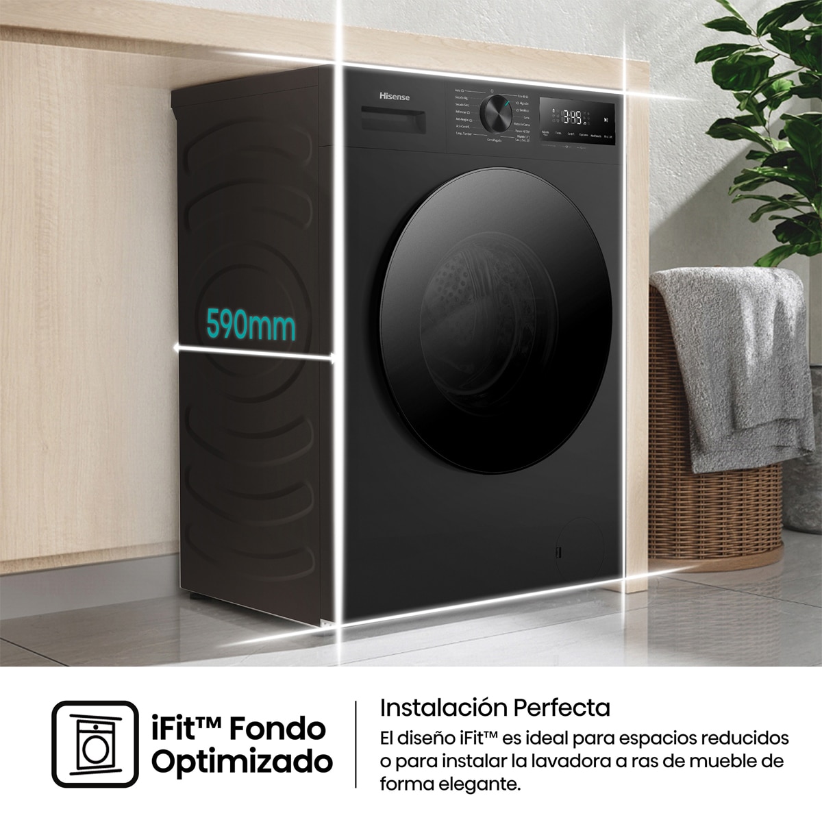 Lavadora secadora Hisense, 11 kg/1400 rpm con tecnología Inverter - WD1I1142BBL2 Negro-9