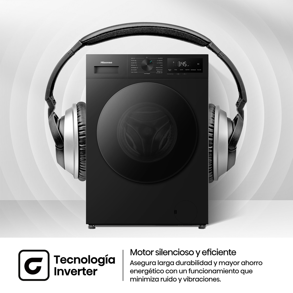 Lavadora secadora Hisense, 11 kg/1400 rpm con tecnología Inverter - WD1I1142BBL2 Negro-17