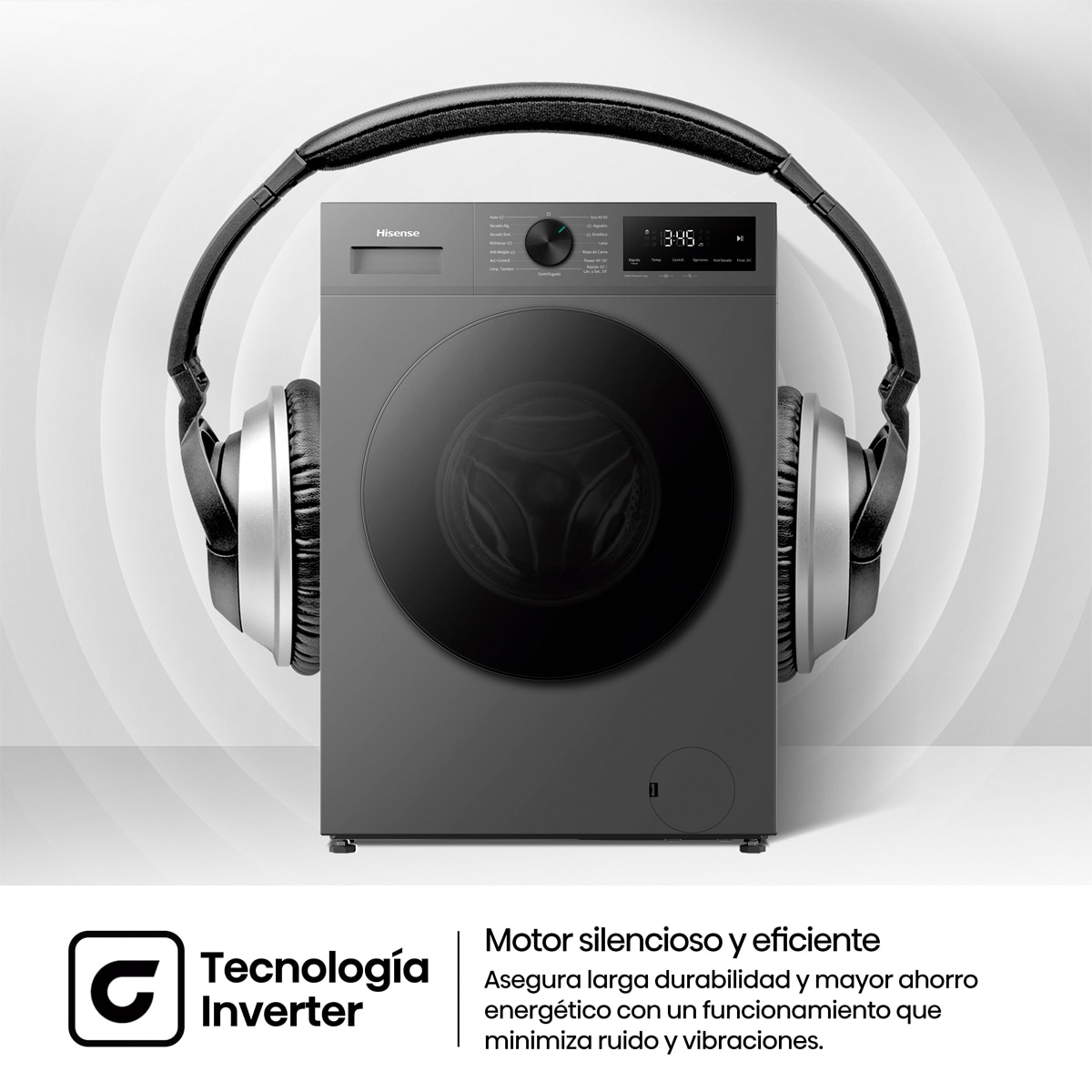 Lavadora secadora Hisense, 9 kg/1400 rpm con tecnología Inverter - WD1I9042BTF2 Gris oscuro-16