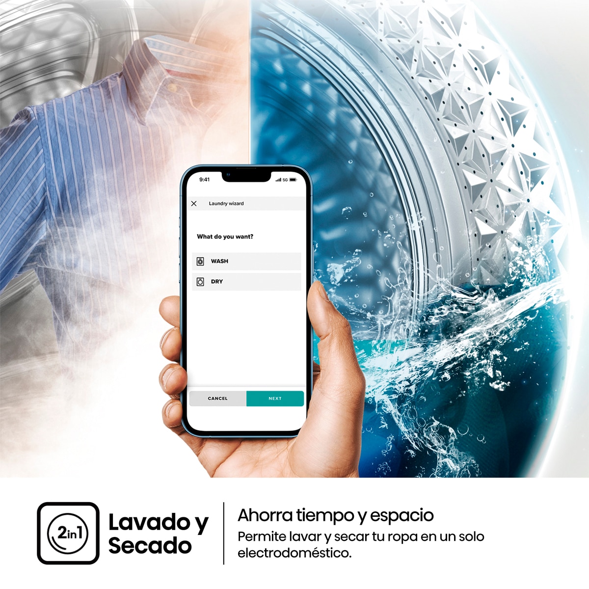 Lavadora secadora Hisense, 9 kg/1400 rpm con tecnología Inverter - WD1I9042BTF2 Gris oscuro-17