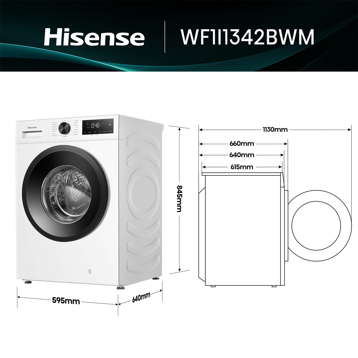 Lavadora Hisense 13 Kg/1400 rpm con tecnología Inverter - WF1I1342BWM Blanco-2