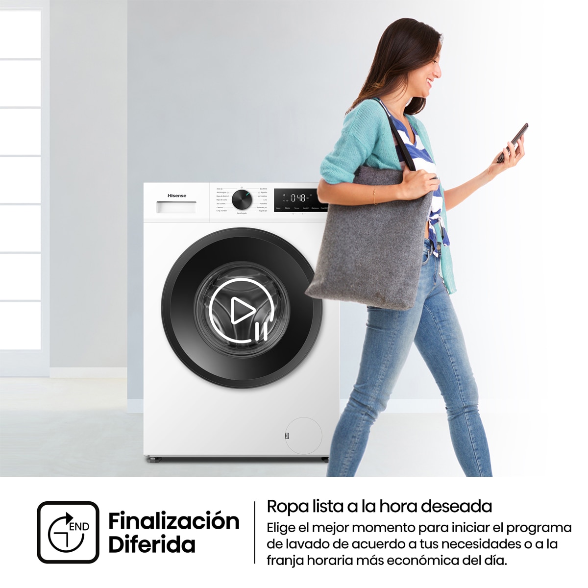 Lavadora Hisense, 11 Kg/1400 rpm, con tecnología Inverter - WF1I1142BWL Blanco-10