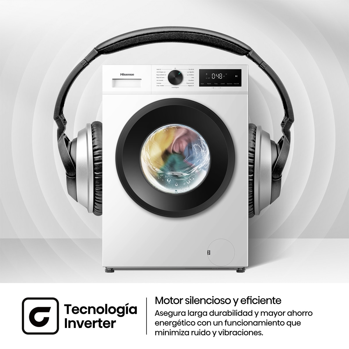 Lavadora Hisense, 11 Kg/1400 rpm, con tecnología Inverter - WF1I1142BWL Blanco-11