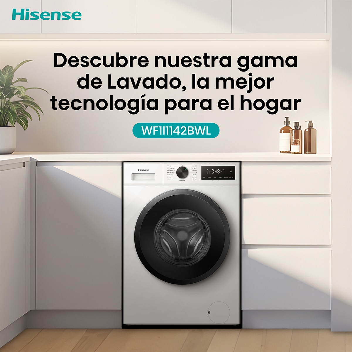 Lavadora Hisense, 11 Kg/1400 rpm, con tecnología Inverter - WF1I1142BWL Blanco-14