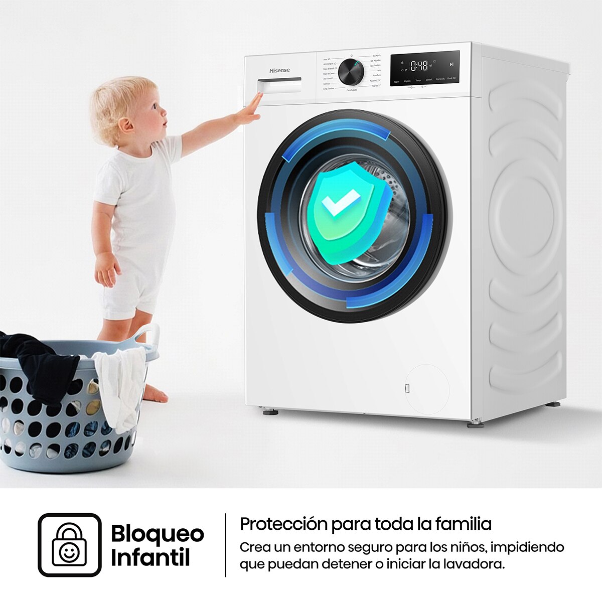 Lavadora Hisense, 11 Kg/1400 rpm, con tecnología Inverter - WF1I1142BWL Blanco-16
