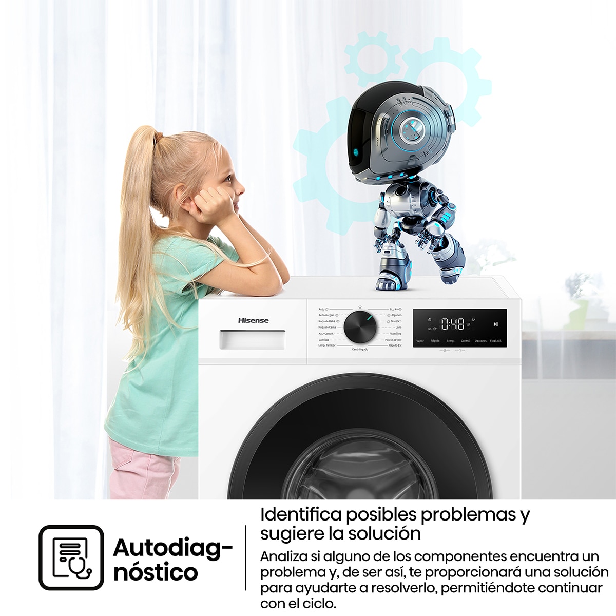 Lavadora Hisense, 11 Kg/1400 rpm, con tecnología Inverter - WF1I1142BWL Blanco-17