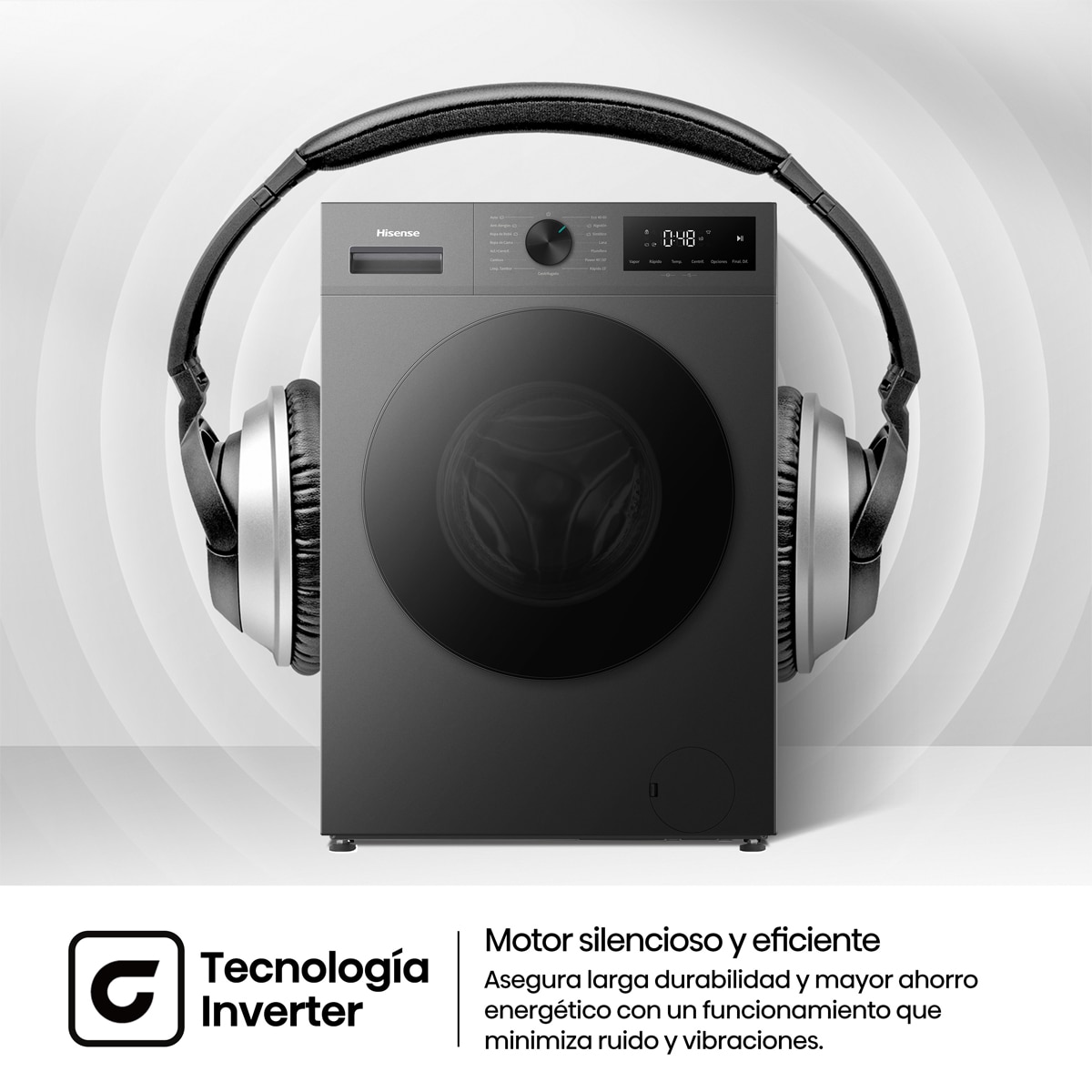 Lavadora Hisense,  9 Kg/1400 rpm, con tecnología Inverter - WF1I9042BTP2 Inox-11