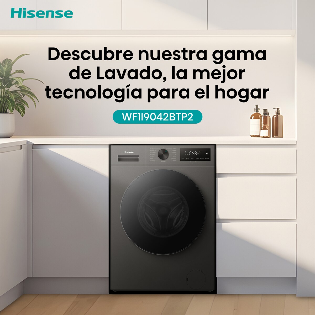 Lavadora Hisense,  9 Kg/1400 rpm, con tecnología Inverter - WF1I9042BTP2 Inox-14