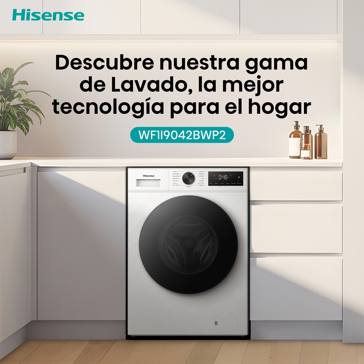 Lavadora Hisense, 9 Kg/1400 rpm con tecnología Inverter- WF1I9042BWP2 Blanco-14
