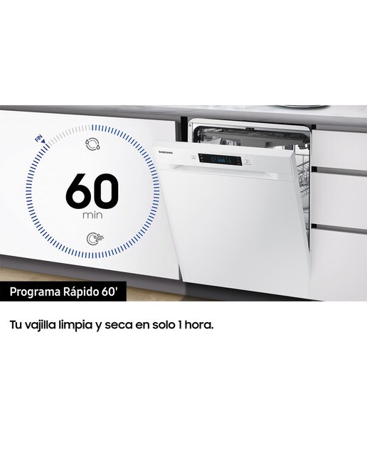 Lavavajillas Samsung 14 servicios, Bandeja Cubiertos, 60 cm Serie 6 - DW60M6050FW/EC - Blanco Blanco-6