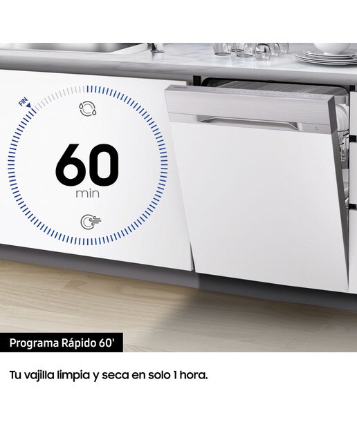 Lavavajillas Samsung 14 servicios, Bandeja Cubiertos, 60 cm Serie 6 - DW60M6050FS/EC Acero Inox-6