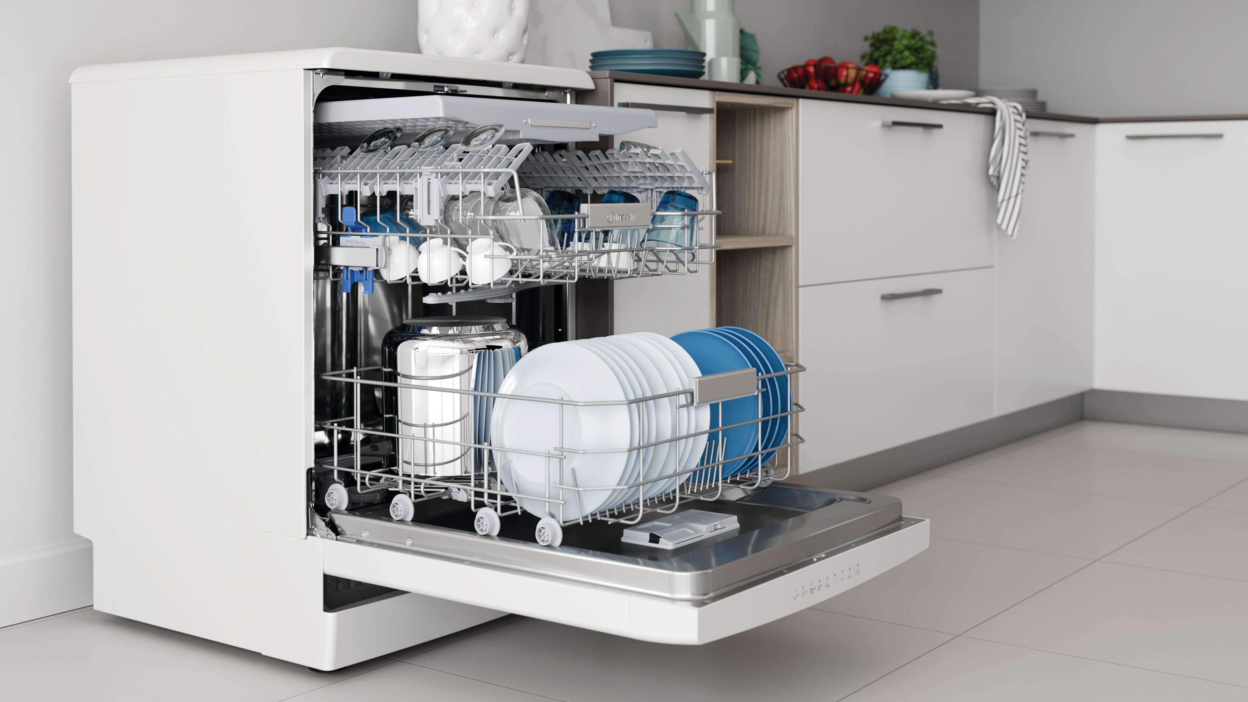 Lavavajillas Indesit 14 servicios, Bandeja Cubiertos, 60 cm - DFO 3T133 A F Blanco-4