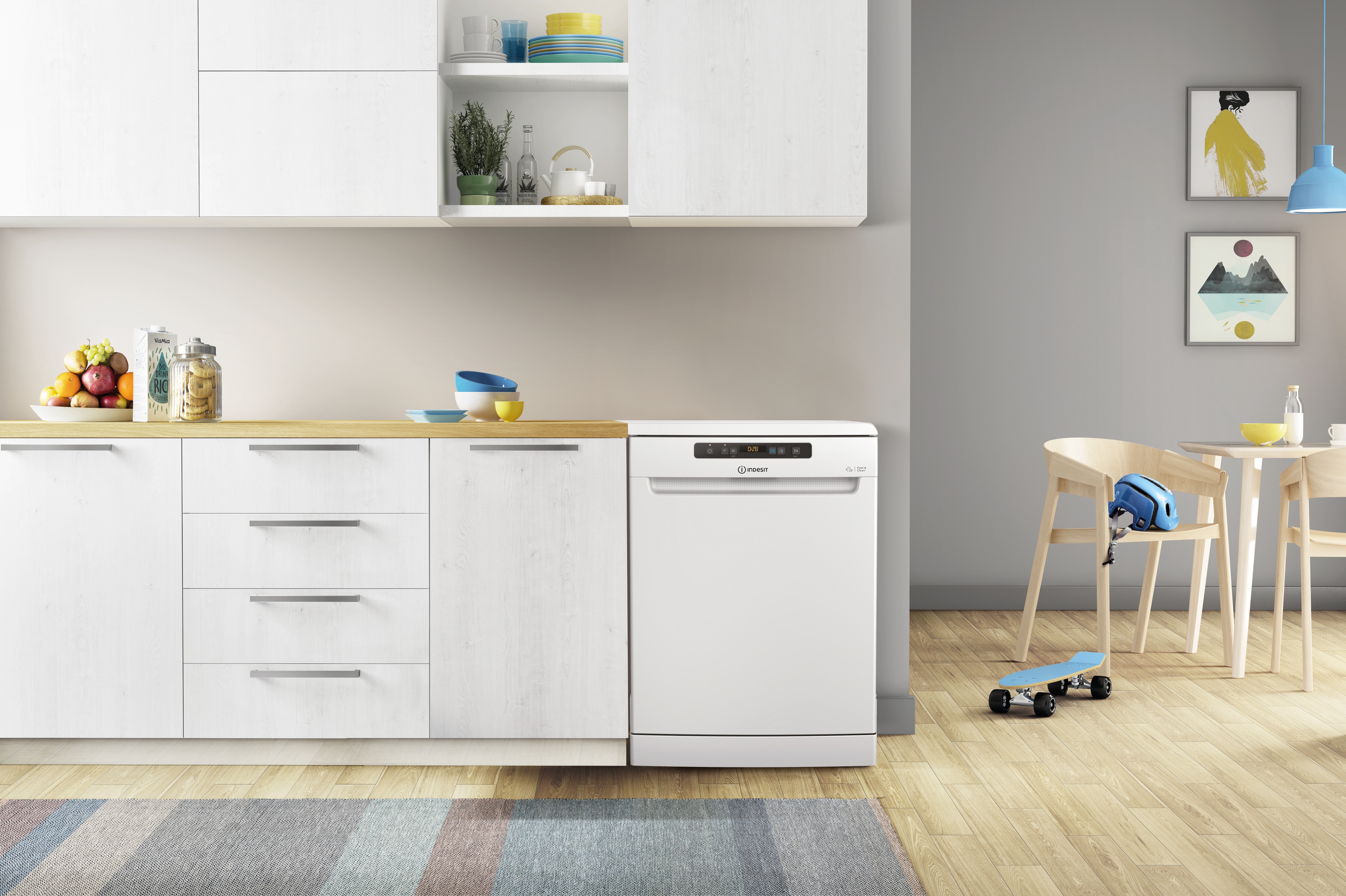Lavavajillas Indesit 14 servicios, Bandeja Cubiertos, 60 cm - DFO 3T133 A F Blanco-6