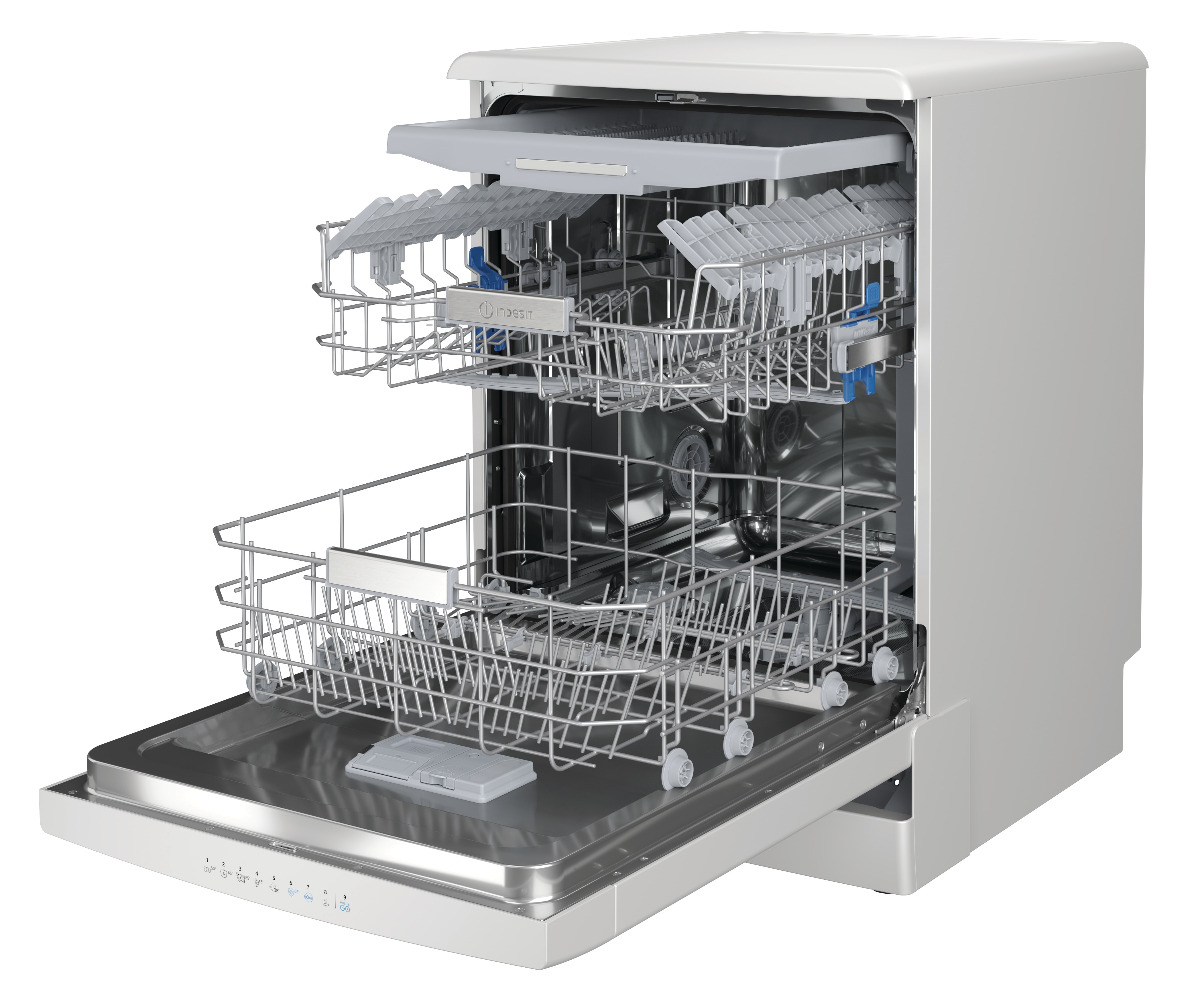 Lavavajillas Indesit 14 servicios, Bandeja Cubiertos, 60 cm - DFO 3T133 A F Blanco-9