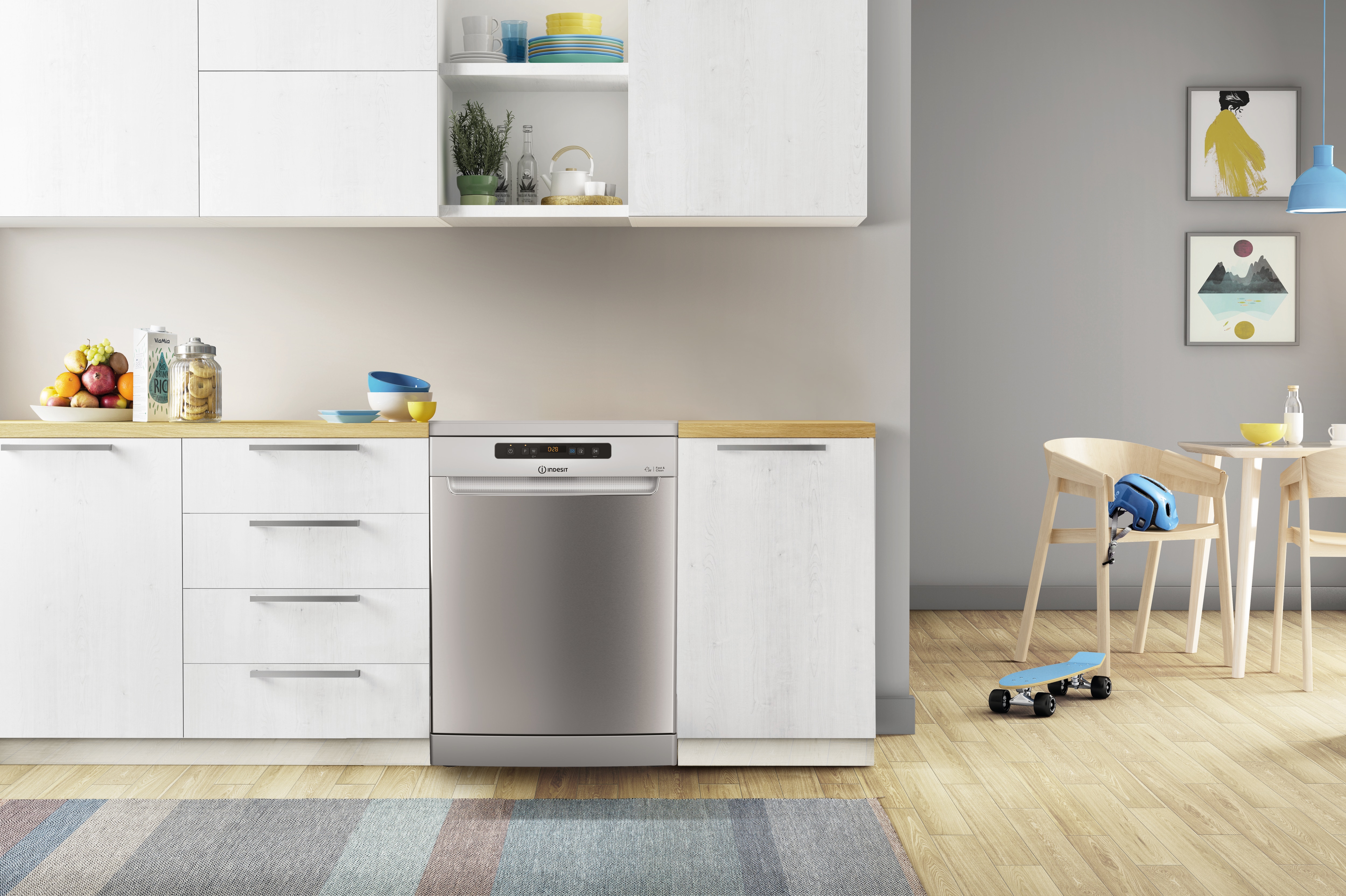 Lavavajillas Indesit 14 servicios, Bandeja Cubiertos, 60 cm - DFO 3T133 A F X Inox-6