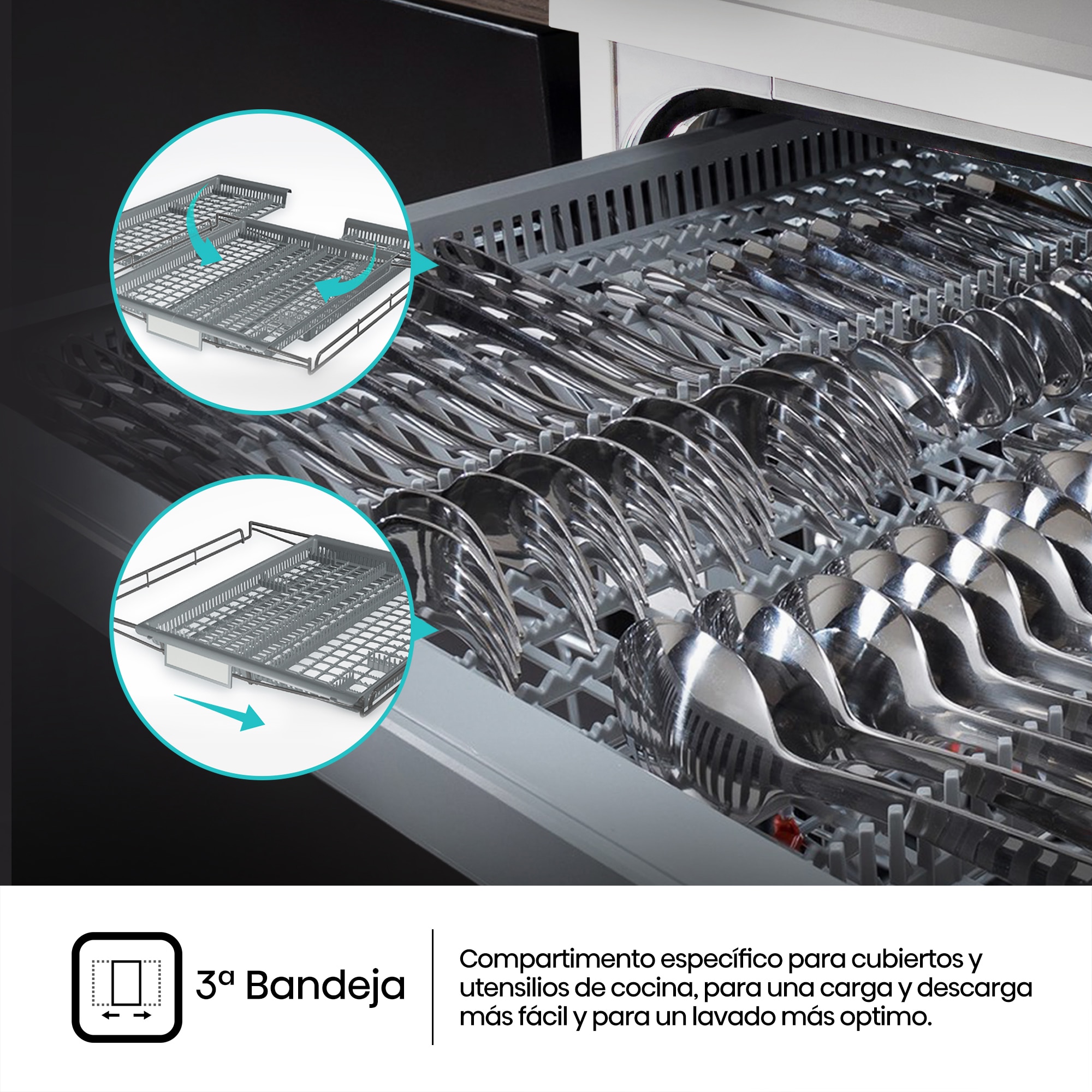 Lavavajillas Hisense 14 servicios, 7 programas, 60 cm - HS623D10W Blanco-8
