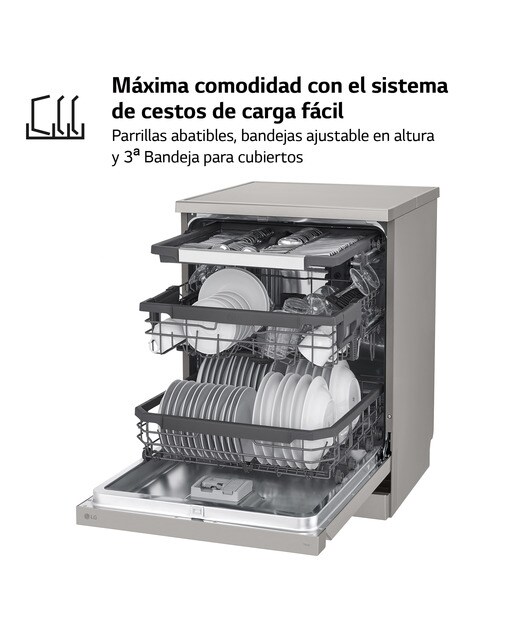 Lavavajillas LG 14 servicios, 60 cm, con bandeja para cubiertos - DF355FP - Inox antihuellas Inox antihuellas-6