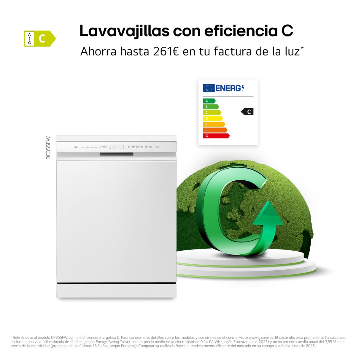 Lavavajillas LG 14 servicios, 60 cm, con bandeja para cubiertos - DF355FW Blanco-5