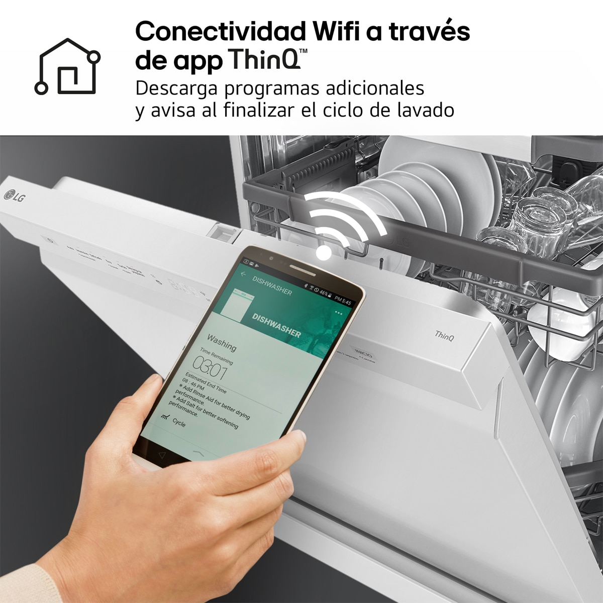 Lavavajillas LG 14 servicios, 60 cm, con bandeja para cubiertos - DF355FW Blanco-11