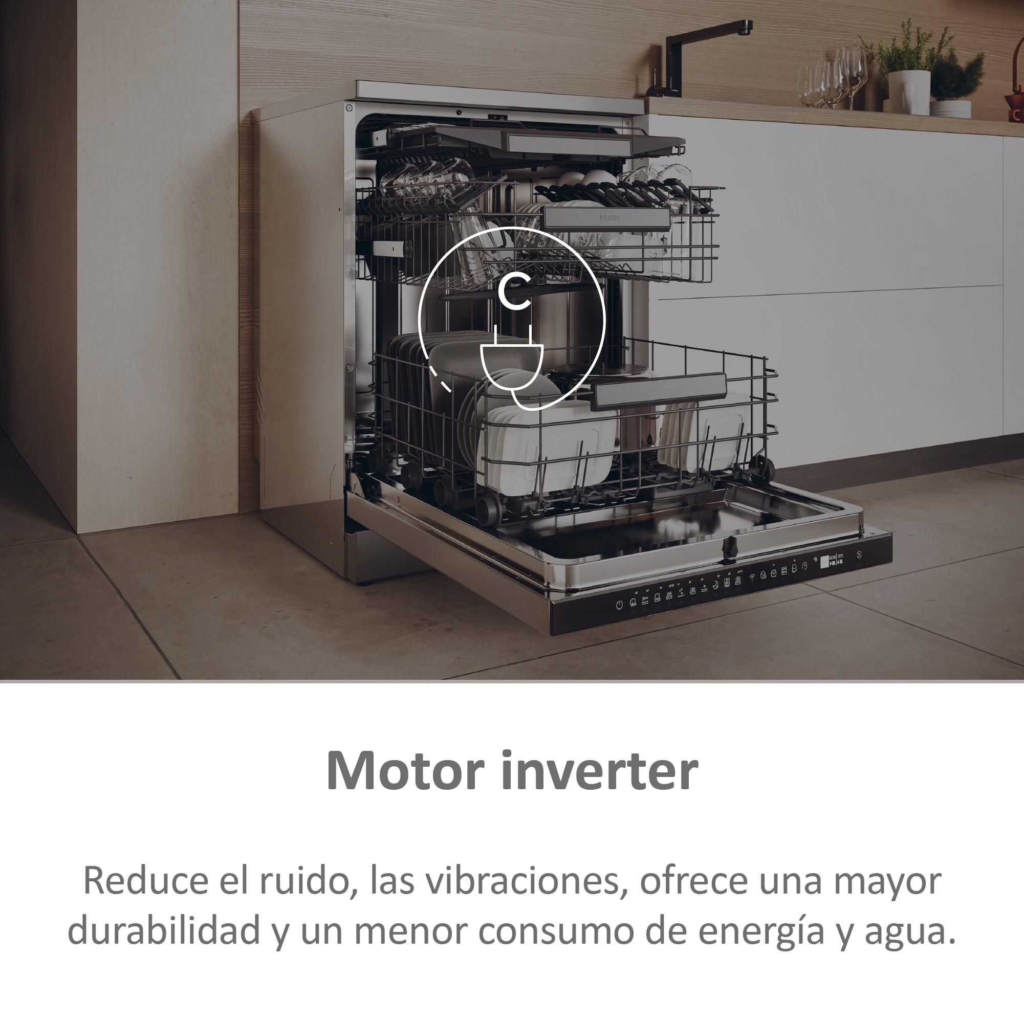 Imagen 8 de Lavavajillas Haier 15 servicios, 3º bandeja, 60 cm con WIFI I-PRO SHINE - XF 5C4M1X - Inox Inox