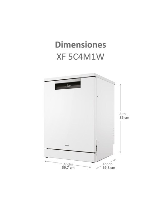 Lavavajillas Haier 15 servicios, 60 cm, 3º bandeja, con WIFI I-PRO SHINE - XF 5C4M1W Blanco-2
