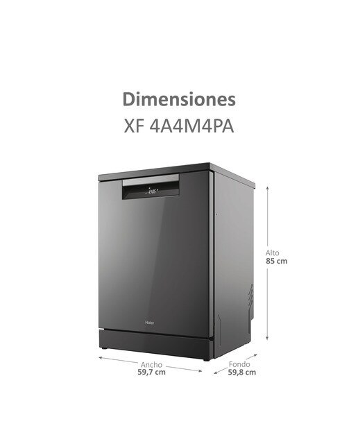 Lavavajillas Haier 14 servicios, 60 cm con WIFI I-PRO SHINE - XF 4A4M4PA Antracita-4