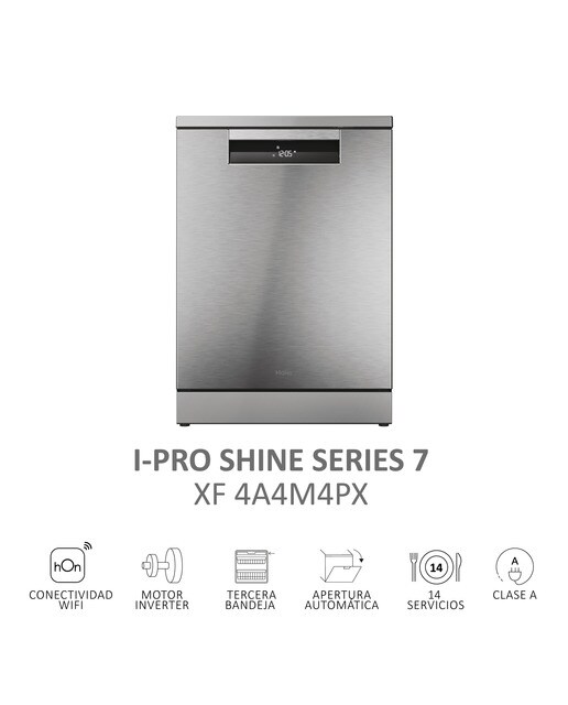 Lavavajillas Haier 14 servicios, 60 cm con WIFI I-PRO SHINE - XF 4A4M4PX - Inox Inox-5