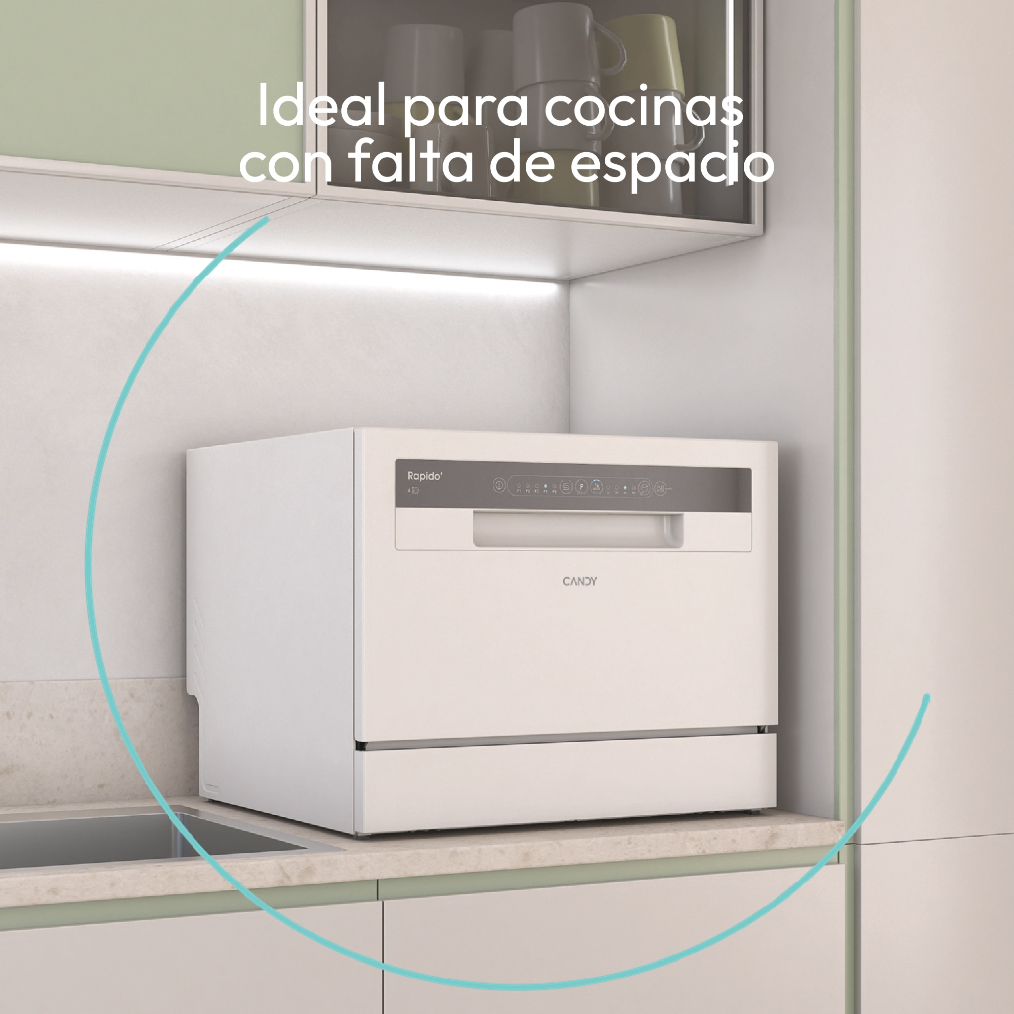 Lavavajillas compacto Candy 6 servicios, 45 cm -CP 6E51LW Blanco-5