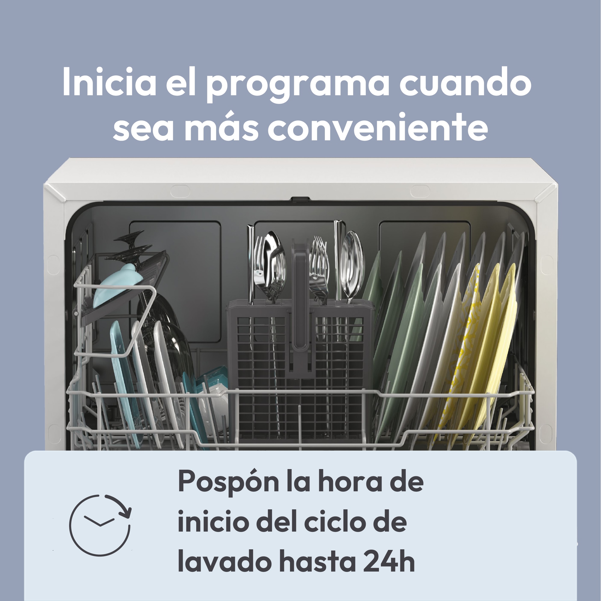 Lavavajillas compacto Candy 6 servicios, 45 cm -CP 6E51LW Blanco-8