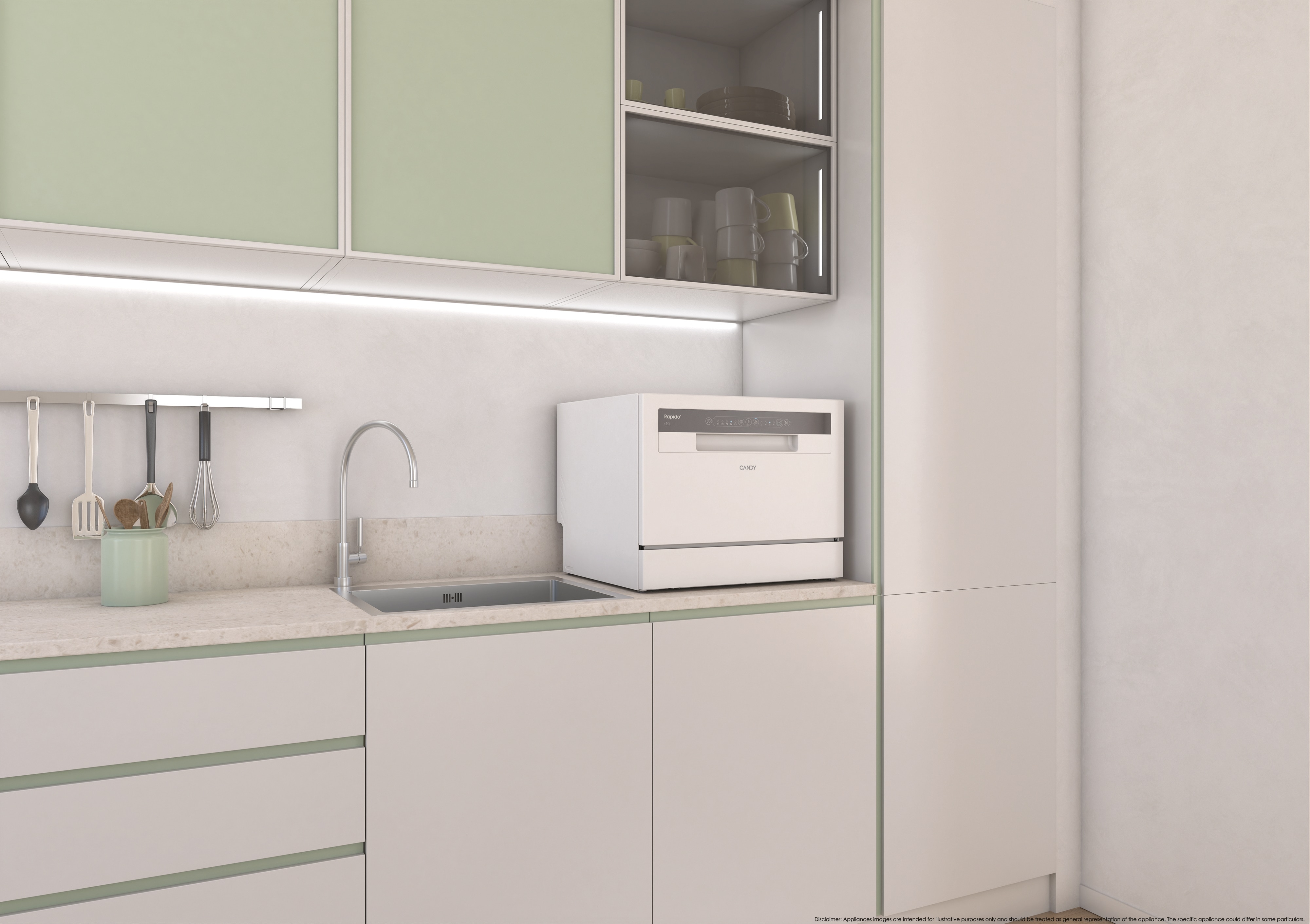 Máquina de Lavar Loiça Candy RapidoÓ CP 6E51LW Compacta, de 6 Conjuntos e de 45 cm - Branco Branco-11