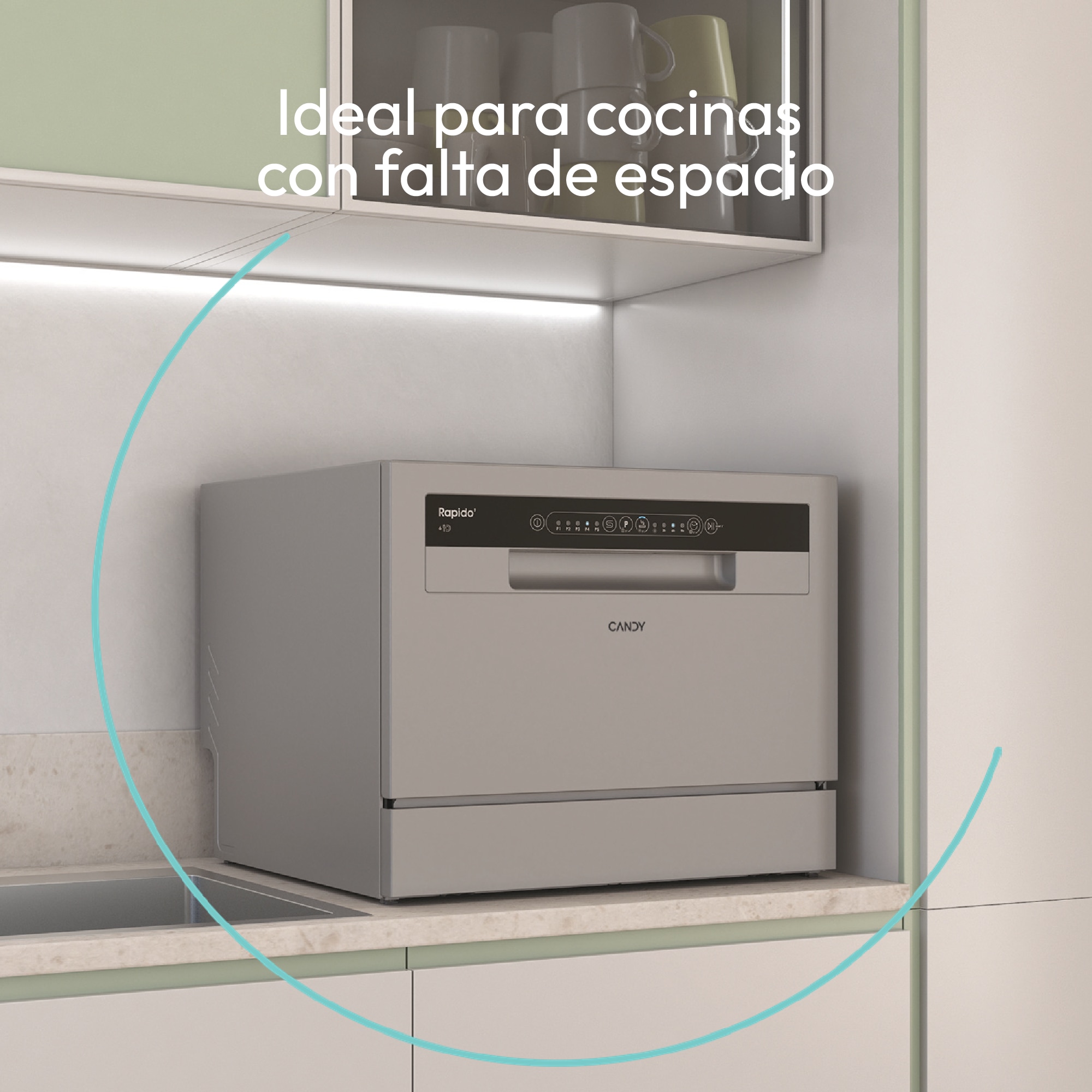 Lavavajillas compacto Candy 6 servicios, 45 cm -CP 6E51LS Inox-5