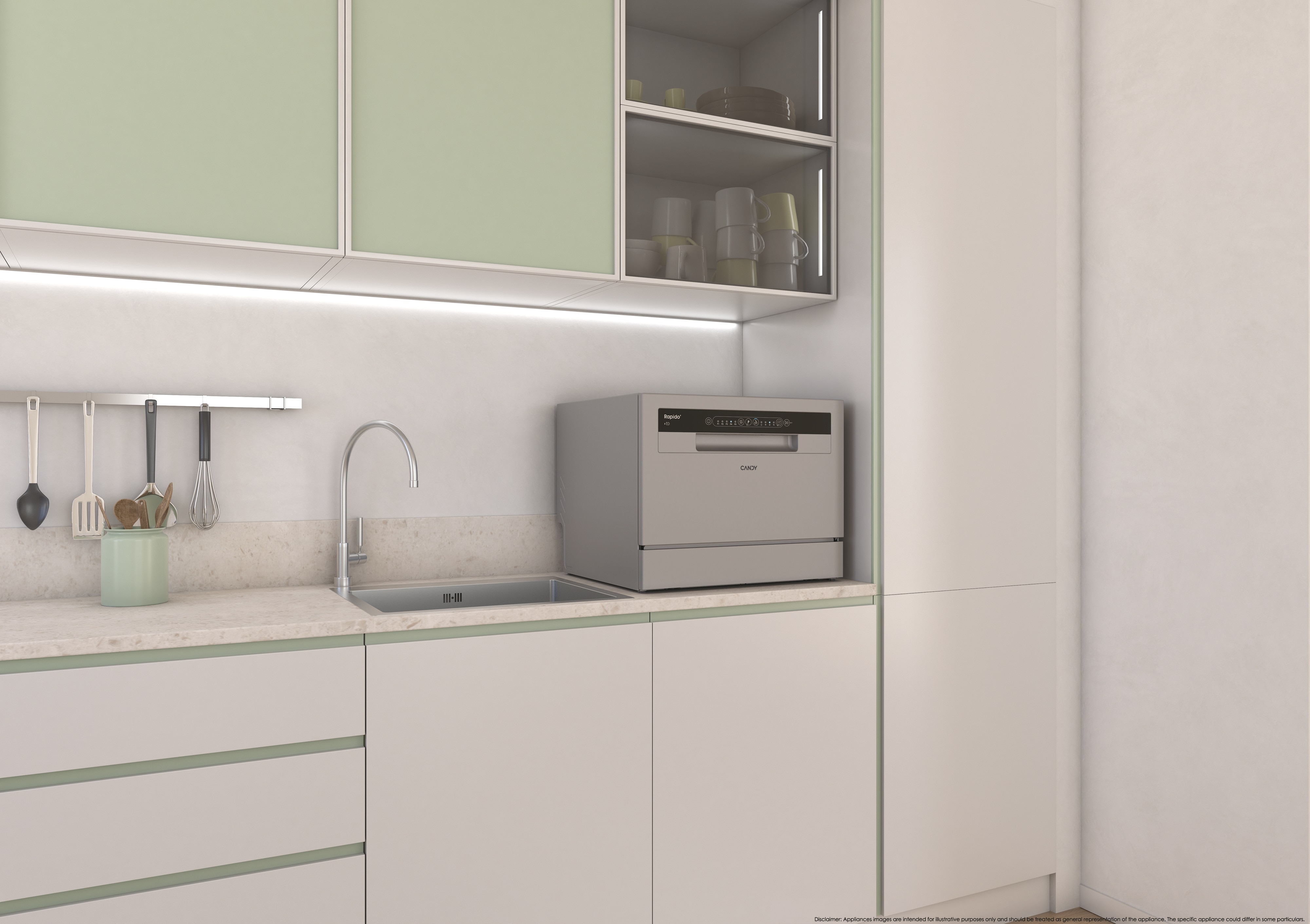 Lavavajillas compacto Candy 6 servicios, 45 cm -CP 6E51LS Inox-11
