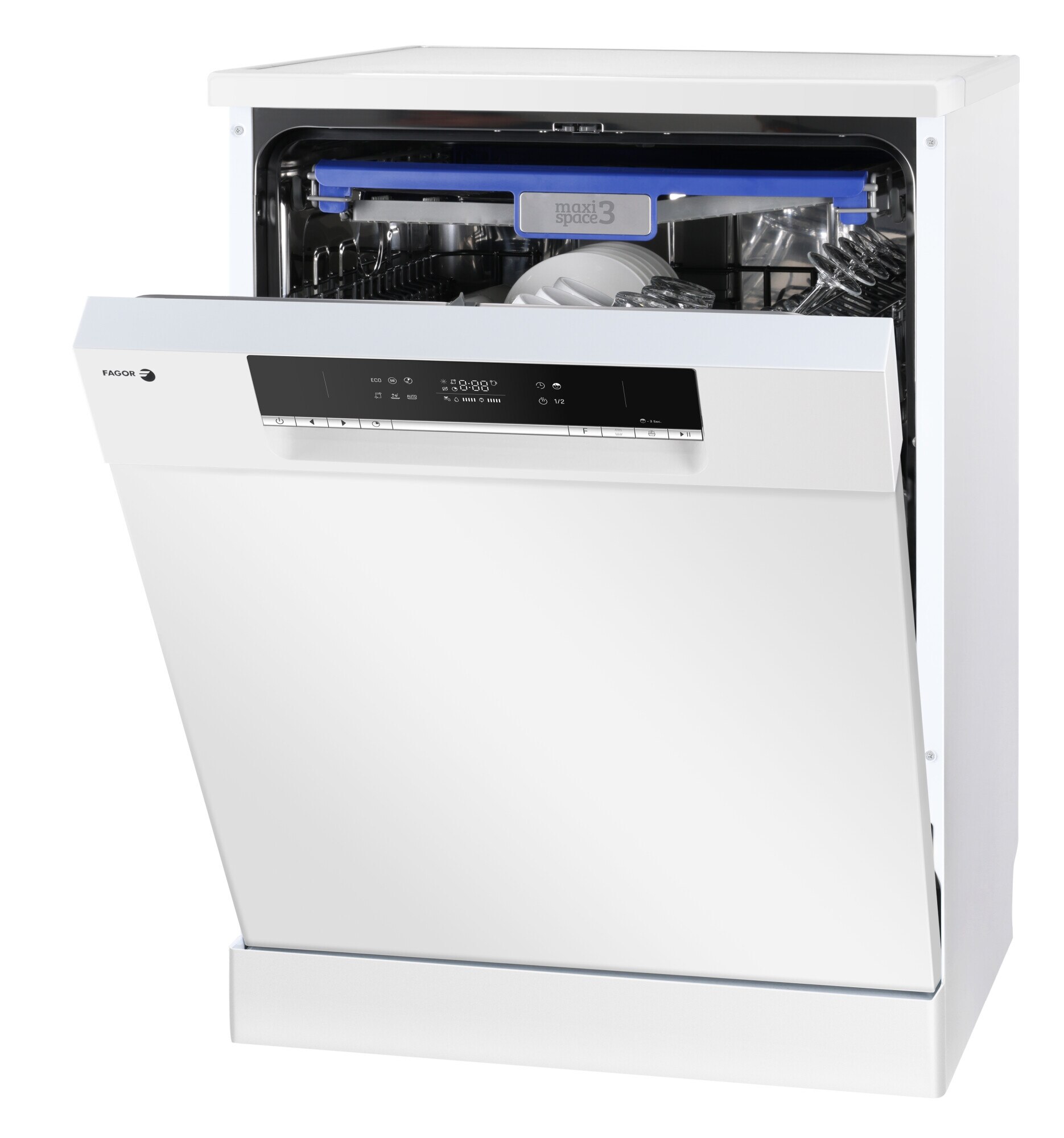 Máquina de Lavar Loiça Fagor 4LVF-635 de 14 Conjuntos, 3ª Bandeja e de 60 cm - Branco Branco-12
