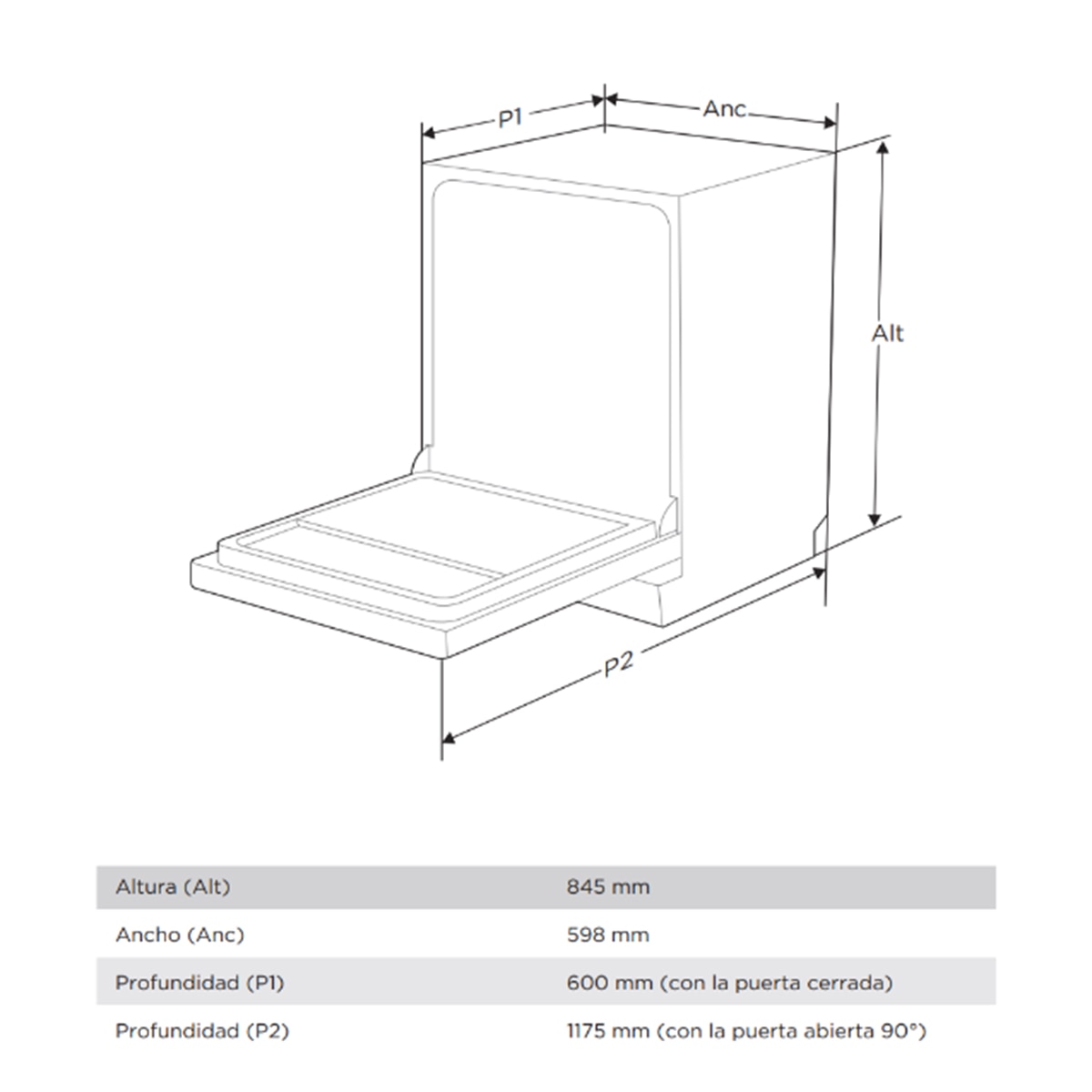 Máquina de Lavar Loiça Midea MDWPF1433CW-W-EU de 14 Conjuntos, 3ª Meia Bandeja e de 60 cm - Branco Branco-3