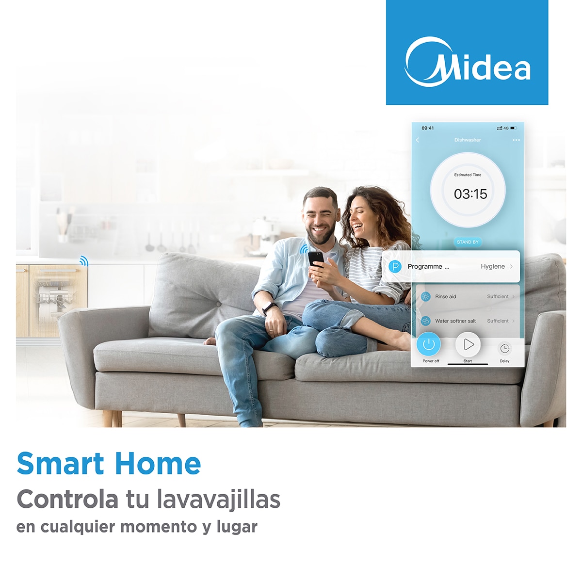 Máquina de Lavar Loiça Midea MDWPF1433CW-W-EU de 14 Conjuntos, 3ª Meia Bandeja e de 60 cm - Branco Branco-5